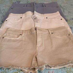 LOFT Women's Jean Shorts - Blue, White, Tan